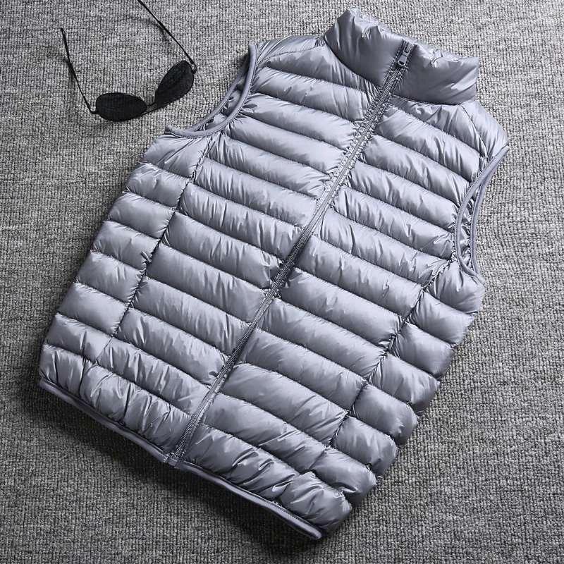 Mandotos winter white duck down ultralight sleeveless vest with a sleek design, providing warmth and effortless style.