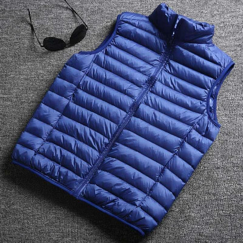 Mandotos winter white duck down ultralight sleeveless vest, stylish and warm outerwear for cold weather.