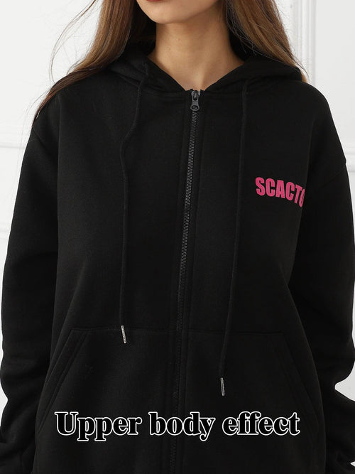 Women's long-sleeved hoodie set by MANDOTOS, featuring a casual fit and comfortable fabric, shown in a neutral color.