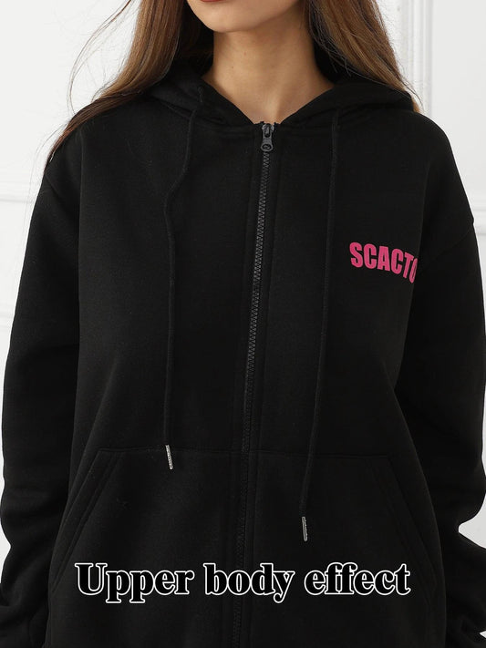 Women's long-sleeved hoodie set by MANDOTOS, featuring a casual fit and comfortable fabric, shown in a neutral color.