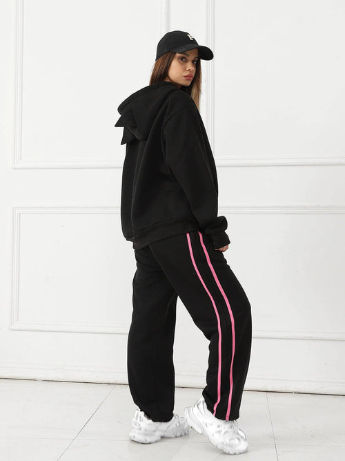 Women's long-sleeved hoodie set by MANDOTOS, featuring a comfortable top and matching pants in a casual, cozy style.