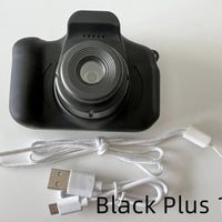 Mandotos X2 HD Mini Cartoon Kids Digital Camera showing colorful cartoon design and compact size for children.