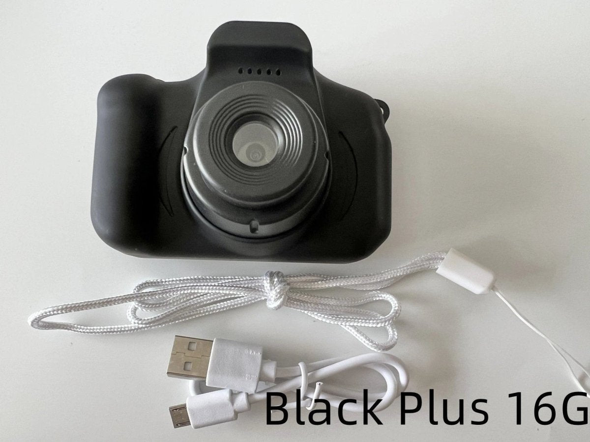 Mandotos X2 HD Mini Cartoon Kids Digital Camera showing colorful cartoon design and compact size for children.