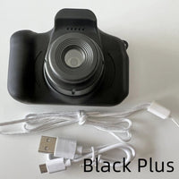 Mandotos X2 HD Mini Cartoon Kids Digital Camera showing colorful cartoon design and compact size for children.