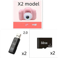 Mandotos X2 HD Mini Cartoon Kids Digital Camera showing colorful cartoon design and compact size, ideal for children.