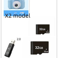 Mandotos X2 HD Mini Cartoon Kids Digital Camera showing colorful cartoon design and compact size for children.