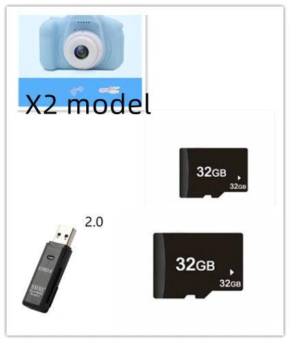Mandotos X2 HD Mini Cartoon Kids Digital Camera showing colorful cartoon design and compact size for children.