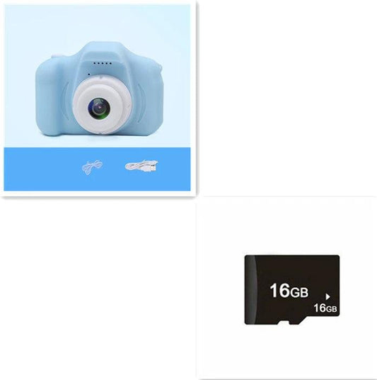 Mandotos X2 HD Mini Cartoon Kids Digital Camera showing colorful cartoon design and compact size for children.