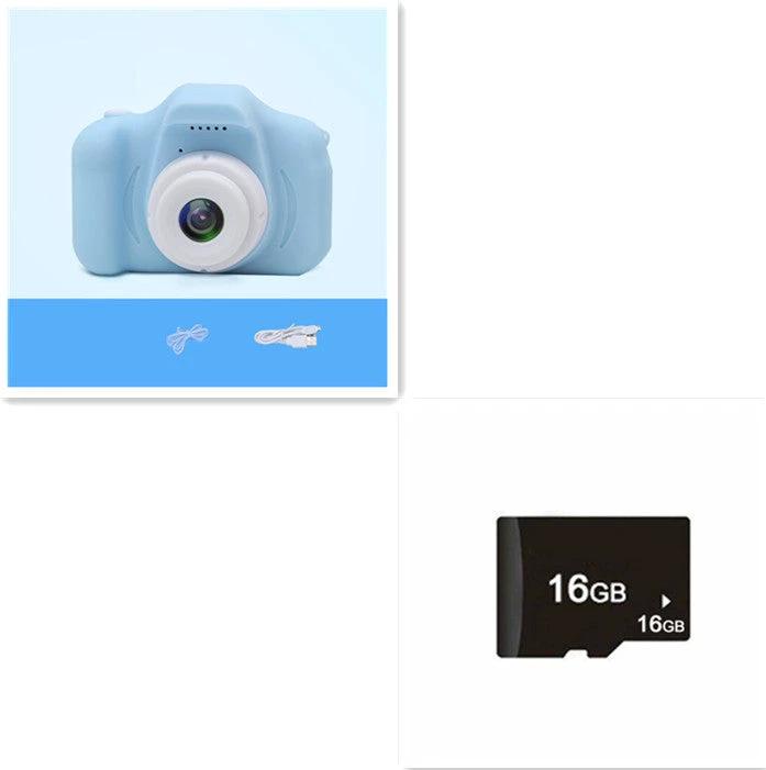 Mandotos X2 HD Mini Cartoon Kids Digital Camera showing colorful cartoon design and compact size for children.