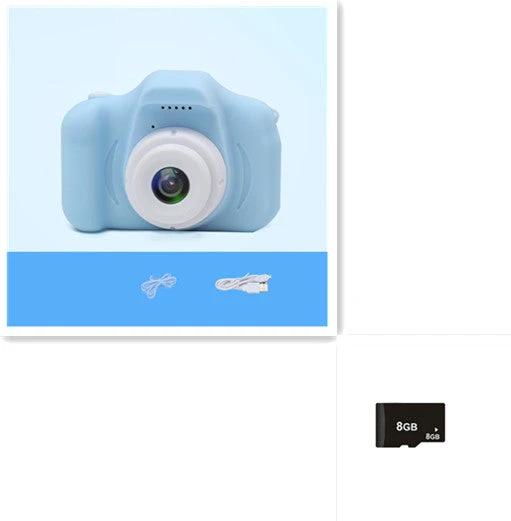 Mandotos X2 HD Mini Cartoon Kids Digital Camera showing colorful cartoon design, compact size, and digital lens for children.