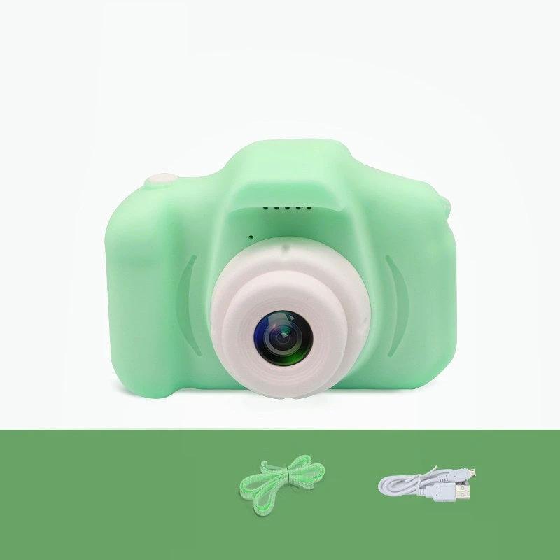 Mandotos X2 HD Mini Cartoon Kids Digital Camera showing colorful cartoon design and compact size for children.