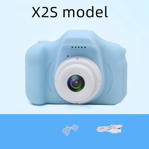 Mandotos X2 HD Mini Cartoon Kids Digital Camera showing colorful toy design and compact size for children.
