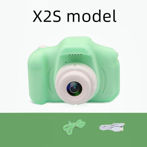 Mandotos X2 HD Mini Cartoon Kids Digital Camera showing colorful cartoon design and compact size for children.