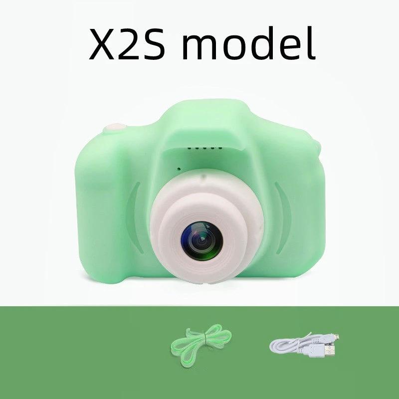 Mandotos X2 HD Mini Cartoon Kids Digital Camera showing colorful cartoon design and compact size for children.