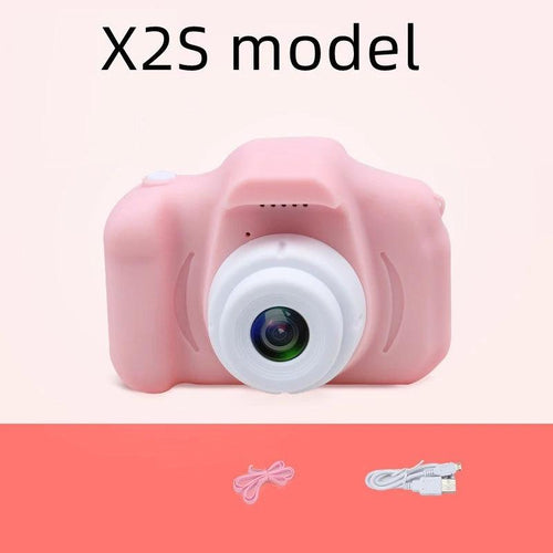 Mandotos X2 HD Mini Cartoon Kids Digital Camera showing colorful cartoon design and compact size for children.