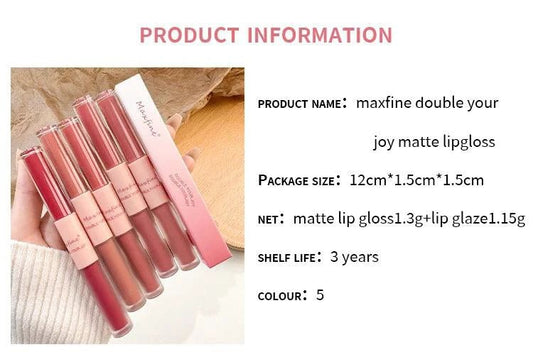 Mandotos Double End Lip Glaze featuring glossy mirror finish and matte velvet for long-lasting color and moisture.