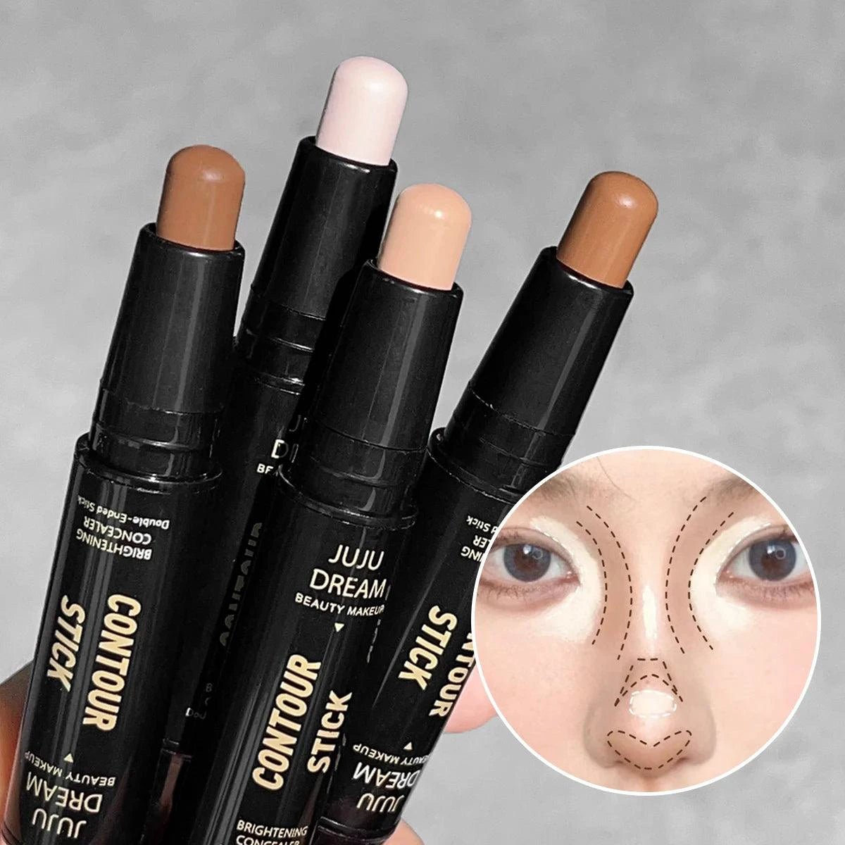 Mandotos double-ended high-light trimming stick for contouring, nose shadow, and facial shaping with brightening and trimming features.