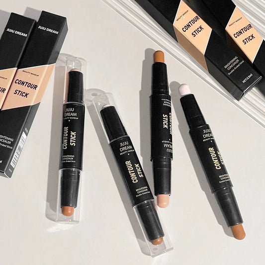 Mandotos double-ended high light trimming stick for facial contour, nose shadow, and brightening, showcasing the product angle and design.