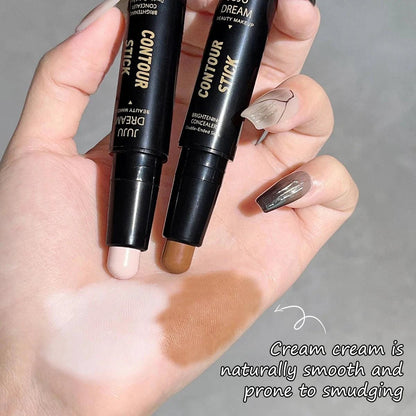 Mandotos double-ended highlighter and contour stick for nose shaping, facial brightening, and trimming with three-dimensional effect.