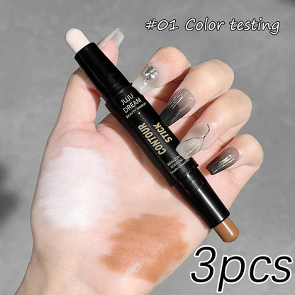 Mandotos double-ended high-light and contour stick for nose and facial shaping, designed to brighten and trim facial features.