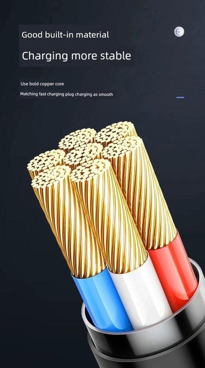 Mandotos double-headed Type-C data cable with male connectors, 2M long for fast charging and data transfer for mobile, computer, and car.