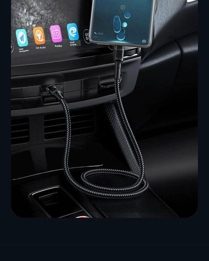Mandotos double-headed Type-C data cable for mobile, phone, computer, and car use, 2m long, fast charging, male-to-male connector.