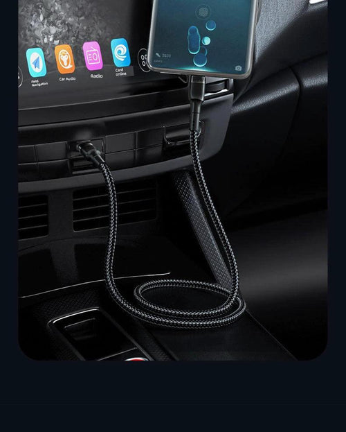 Mandotos double-headed Type-C data cable for mobile, phone, computer, and car use, 2m long, fast charging, male-to-male connector.