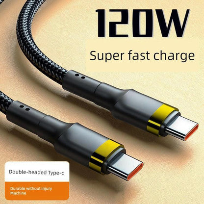 Mandotos double-headed Type-C data cable for mobile phones, computers, and cars, 2m long, fast charging, male-to-male connector.