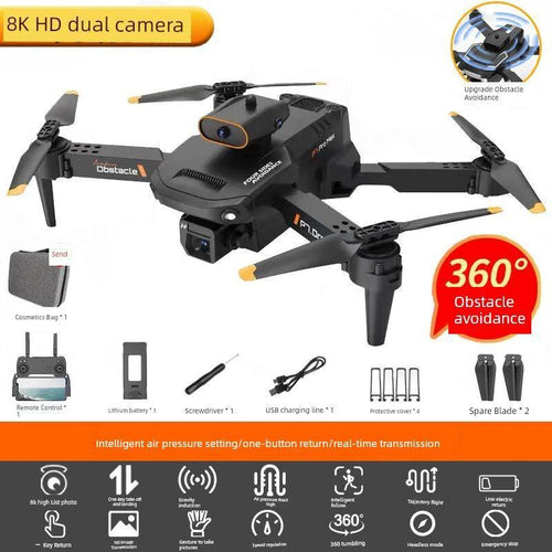 MANDOTOS HD drone for aerial photography with remote control, quadcopter design and camera mounted for capturing high-quality images.