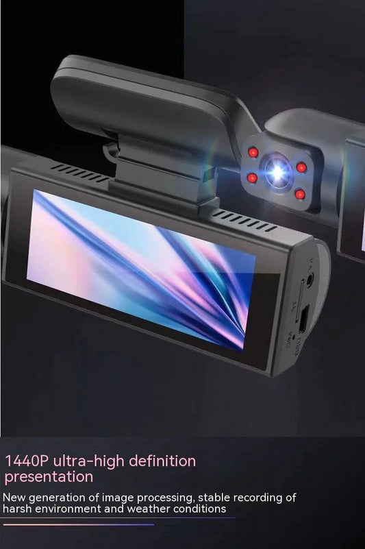 Mandotos dual-lens HD driving recorder with 3.16-inch display capturing front and rear road footage.