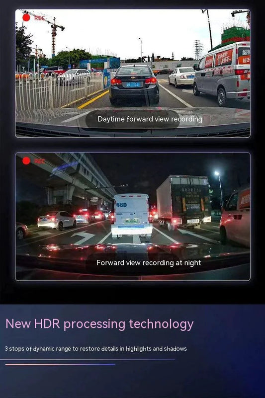 Mandotos dual-lens HD 3.16-inch driving recorder with front and rear cameras for vehicle dashcam footage.