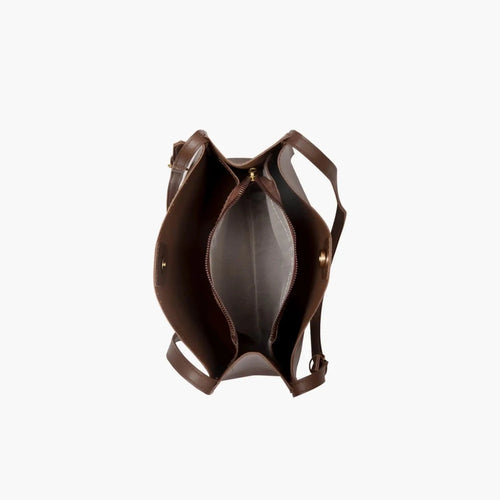 Eco-friendly vegan leather tote bag by MANDOTOS featuring a stylish and sustainable design, with handles and spacious interior.
