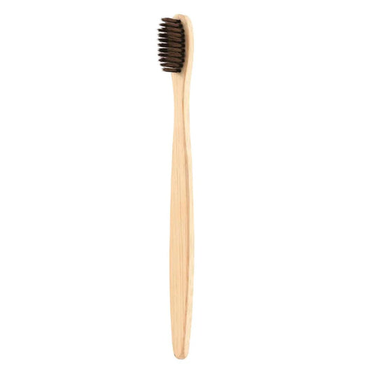 Mandotos EcoPure bamboo toothbrush with soft bristles and biodegradable handle, eco-friendly oral hygiene tool.
