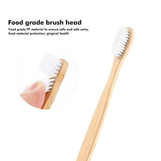 Mandotos EcoPure bamboo toothbrush with natural bamboo handle and soft bristles, eco-friendly dental care product.