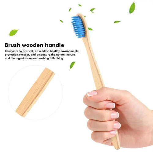 Mandotos EcoPure bamboo toothbrush with natural bamboo handle and soft bristles, eco-friendly dental care tool.