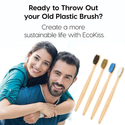 Mandotos EcoPure bamboo toothbrush with biodegradable handle and soft bristles for eco-friendly oral care.