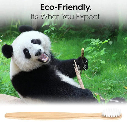 Mandotos EcoPure bamboo toothbrush with biodegradable handle and soft bristles, eco-friendly dental hygiene product.