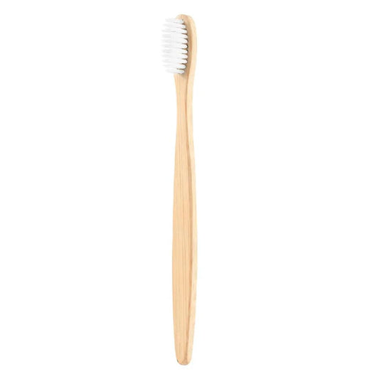 Mandotos EcoPure bamboo toothbrush with biodegradable handle and soft bristles, eco-friendly dental care product.