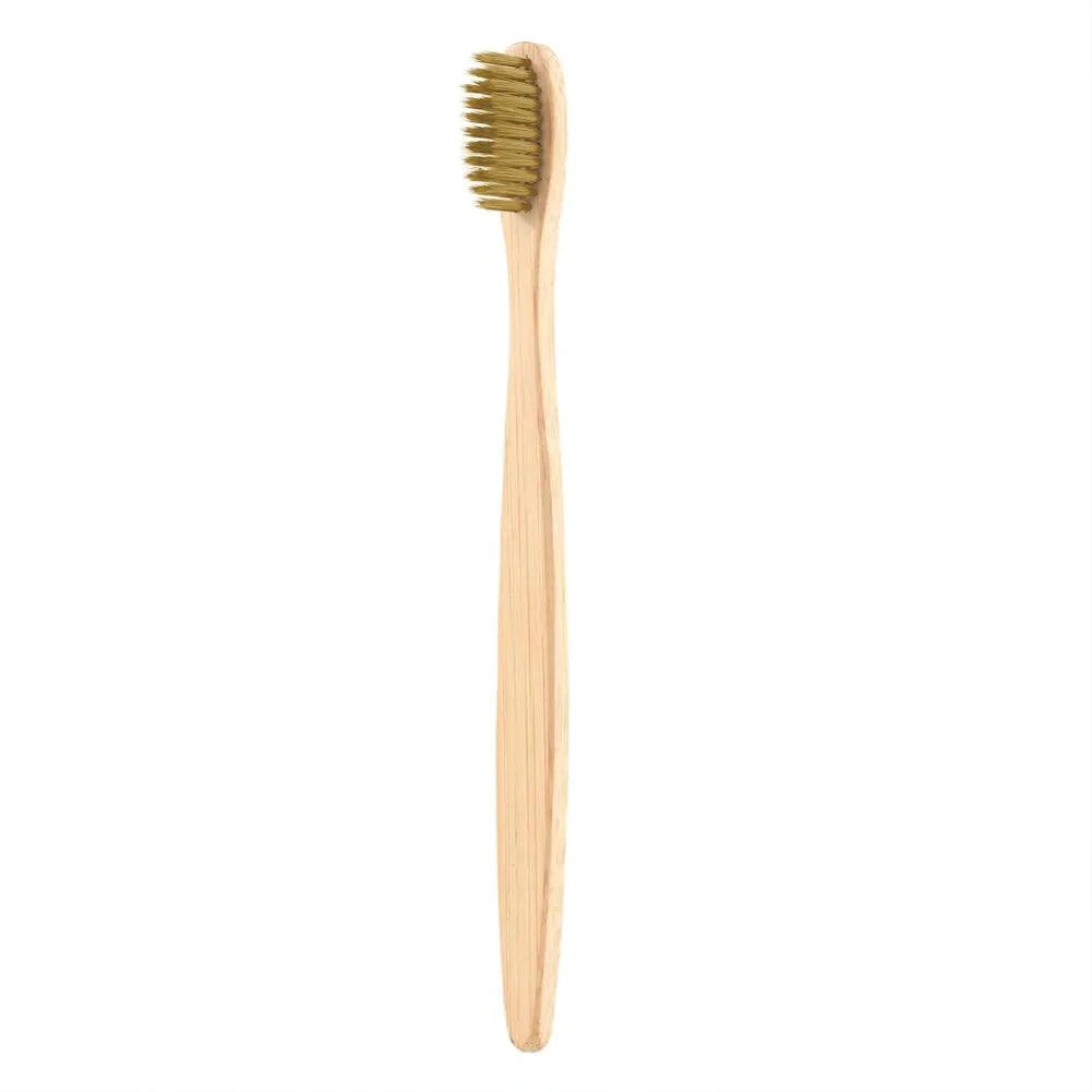 Mandotos EcoPure bamboo toothbrush with biodegradable handle and soft bristles, eco-friendly dental care product.