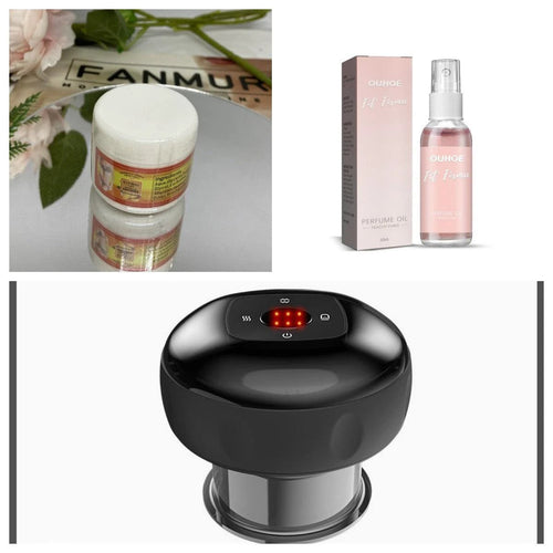 Mandotos electric cupping massage device with modern vacuum therapy, showing the handheld device and suction cups for muscle relief.