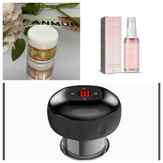 Mandotos electric cupping massage device with modern vacuum therapy, showing the handheld device and suction cups for muscle relief.