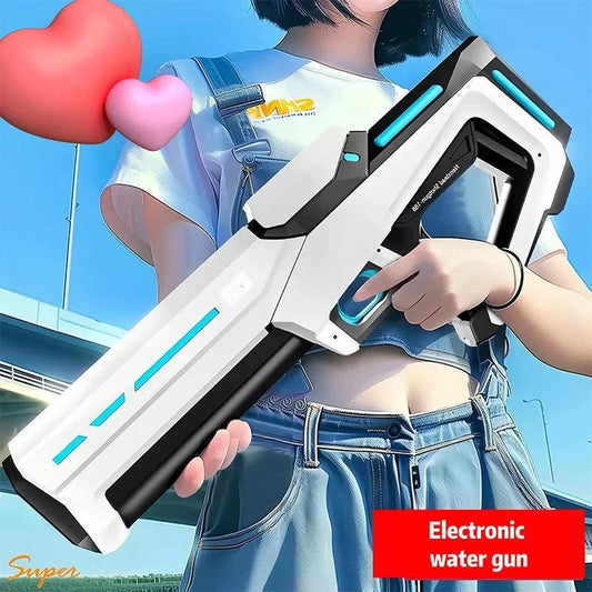 Mandotos electric water gun for adults, powerful automatic water blaster ideal for summer outdoor beach fun.