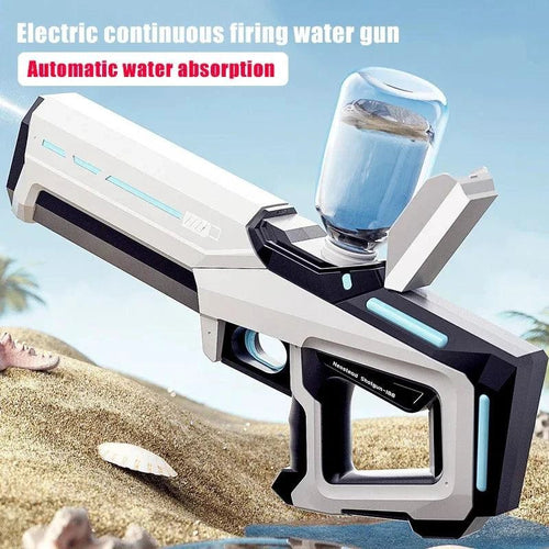Mandotos electric water gun for adults, powerful automatic water blaster, ideal for summer outdoor beach fun and water fights.