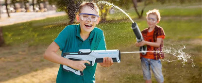 Mandotos electric water gun for adults, powerful automatic water blaster, ideal for summer outdoor beach fun and water battles.
