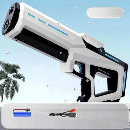 Mandotos electric water gun for adults, powerful automatic water blaster, perfect for summer outdoor beach fun.