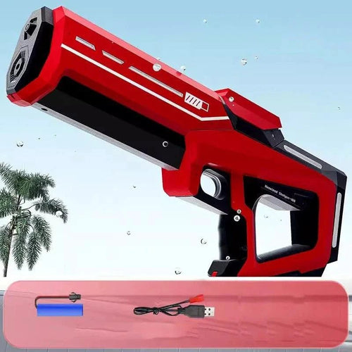 Mandotos electric water gun for adults, a powerful automatic water blaster ideal for summer outdoor beach fun.