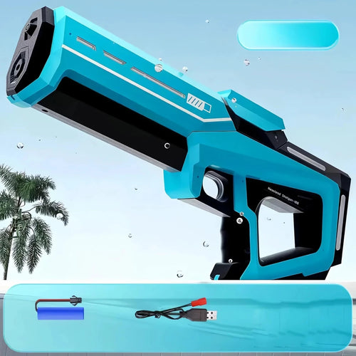 Mandotos electric water gun for adults, powerful automatic water blaster, ideal for summer outdoor beach fun and water battles.