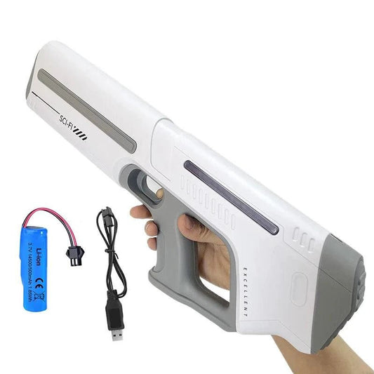 Mandotos electric water gun for adults, powerful automatic water blaster ideal for summer outdoor beach fun.