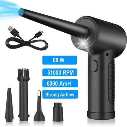 Mandotos electronic air duster showing a handheld device with a nozzle for cleaning electronics and keyboards.