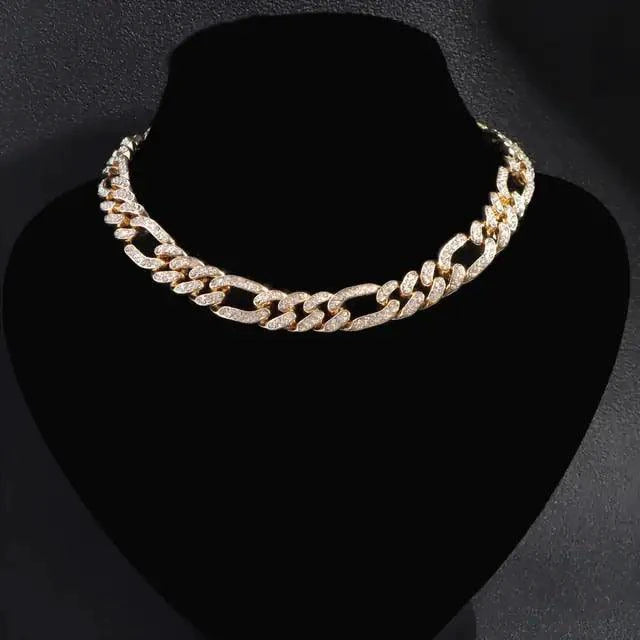 Elegant cubic zirconia Cuban necklace by MANDOTOS featuring a sleek chain with sparkling stones for stylish wear.